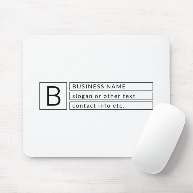 Stylish Monogram & Business Name (or other text) Mouse Mat (With Mouse)