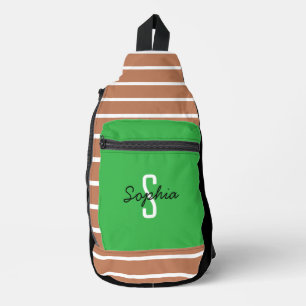 Stylish Monogram Calligraphy Name Green Caramel Sling Bag