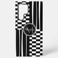 Stylish monogram check and stripes