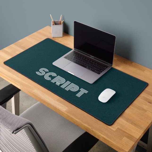 Stylish Monogram Dark Green Script Water Bottle Desk Mat (Office 2)
