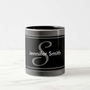 Stylish Monogram Design Two-Tone Coffee Mug