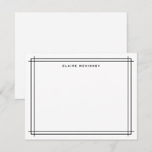 Stylish Monogram Double Border Black White Chic  Card