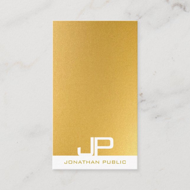 Stylish Monogram Elegant Modern Gold Template Business Card (Front)