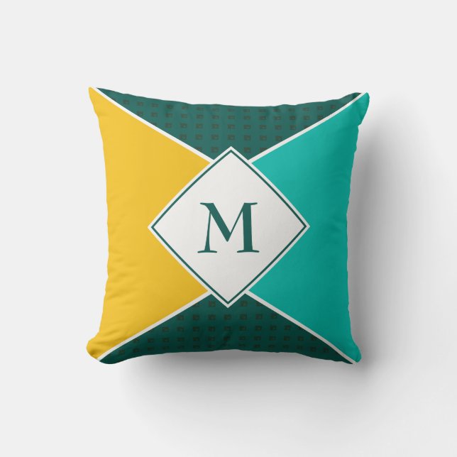 Stylish MONOGRAM Geometric Summer Colours Cushion (Front)