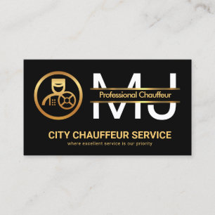 Stylish Monogram Gold Border Line Driver Business Card