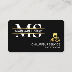 Stylish Monogram Gold Placard Chauffeur Business Card