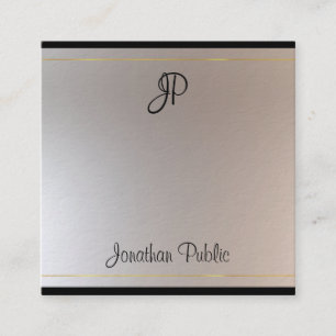 Stylish Monogram Gold Silver Initial Template Square Business Card