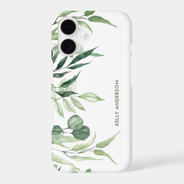 Stylish Monogram Greenery Watercolor floral (Back)