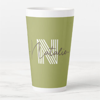 Stylish monogram initial and calligraphy Olive Latte Mug