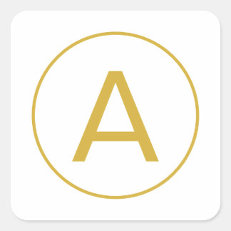Stylish Monogram Initial Letter Gold Colour White Square Sticker