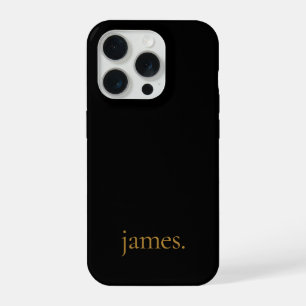 Stylish Monogram Masculine Feminine Black Gold iPhone 15 Pro Case