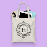 Stylish Monogram Modern Black and White Tote Bag<br><div class="desc">Stylish Monogram Modern Black and White Tote Bag by Girly-Girl-Graphics at Zazzle: Customise this stylishly minimalistic, whimically elegant, and uniquely chic, fashionable vintage Victorian-style ornate logo wreath with a trendy modern monogram initial typography tote bag makes a perfect birthday, christmas, graduation, wedding, or any day party gift and share with...</div>