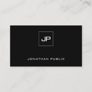 Stylish Monogram Modern Black White Template Cool Business Card