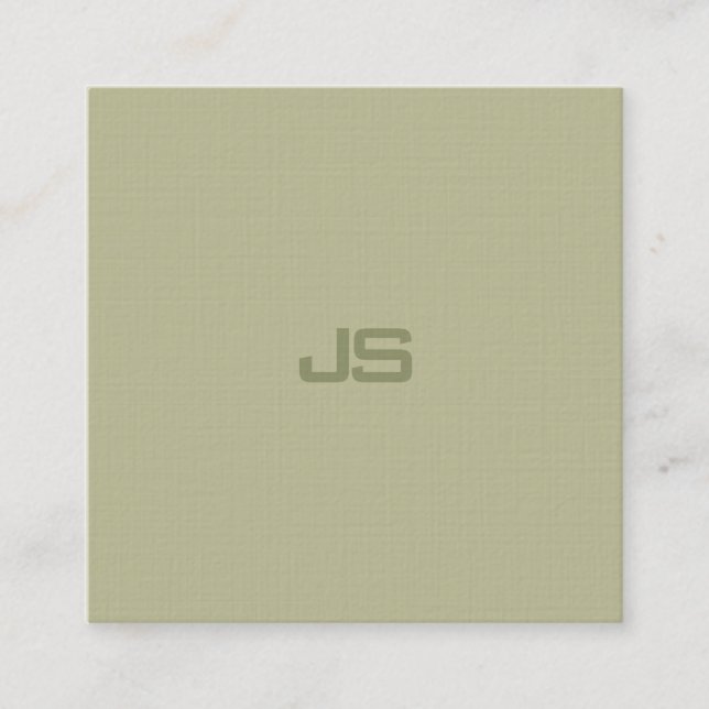 Stylish Monogram Modern Design Trendy Green Luxury Square Business Card (Front)