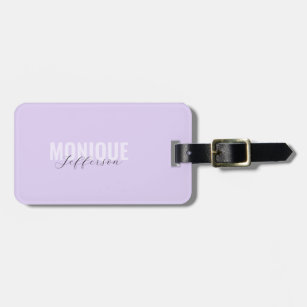Stylish Monogram Modern Lilac Lavender Name Script Luggage Tag