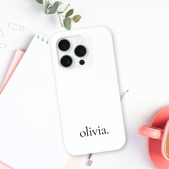 Stylish Monogram Modern Minimalist White Name Case-Mate iPhone Case (Creator Uploaded)