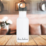 Stylish Monogram | Modern Minimalist White Script 532 Ml Water Bottle<br><div class="desc">A simple stylish custom monogram design in an informal casual handwritten script typography in striking monochrome black and white. The monogram can easily be personalised to make a design as unique as you are! The perfect trendy bespoke gift or accessory for any occasion.</div>