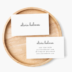 Stylish Monogram   Modern Minimalist White Script Business Card