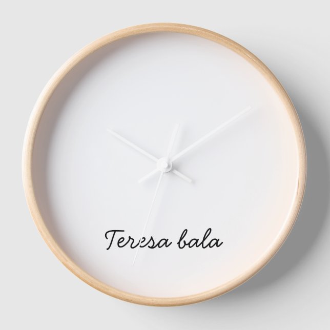 Stylish Monogram Modern Minimalist White Script Clock (Front)