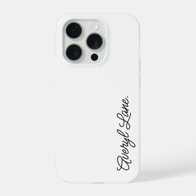 Stylish Monogram Modern Minimalist White Script iPhone Case (Back)