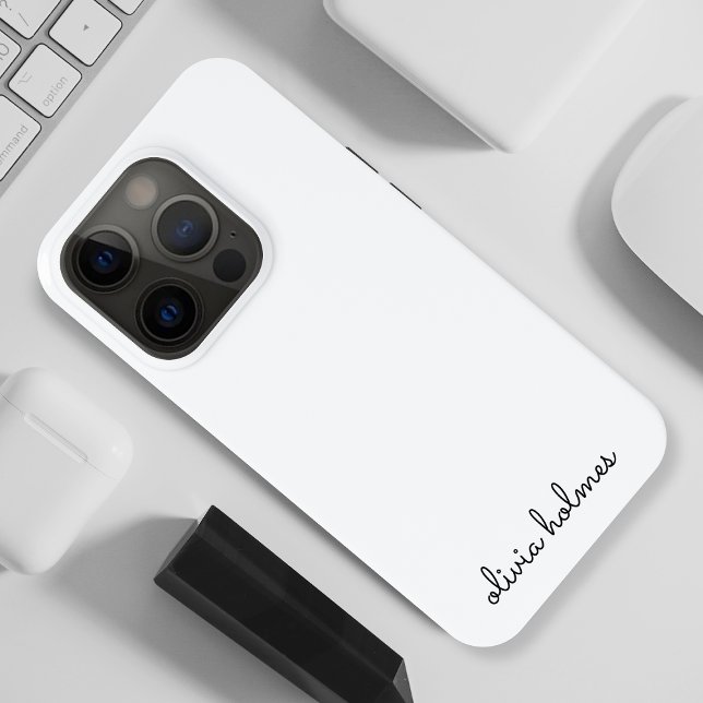 Stylish Monogram | Modern Minimalist White Script iPhone Case (Creator Uploaded)