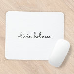 Stylish Monogram | Modern Minimalist White Script Mouse Mat<br><div class="desc">A simple stylish custom monogram design in an informal casual handwritten script typography in striking monochrome black and white. The monogram can easily be personalized to make a design as unique as you are! The perfect trendy bespoke gift or accessory for any occasion.</div>