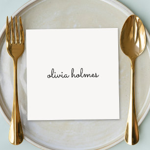 Stylish Monogram   Modern Minimalist White Script Napkin