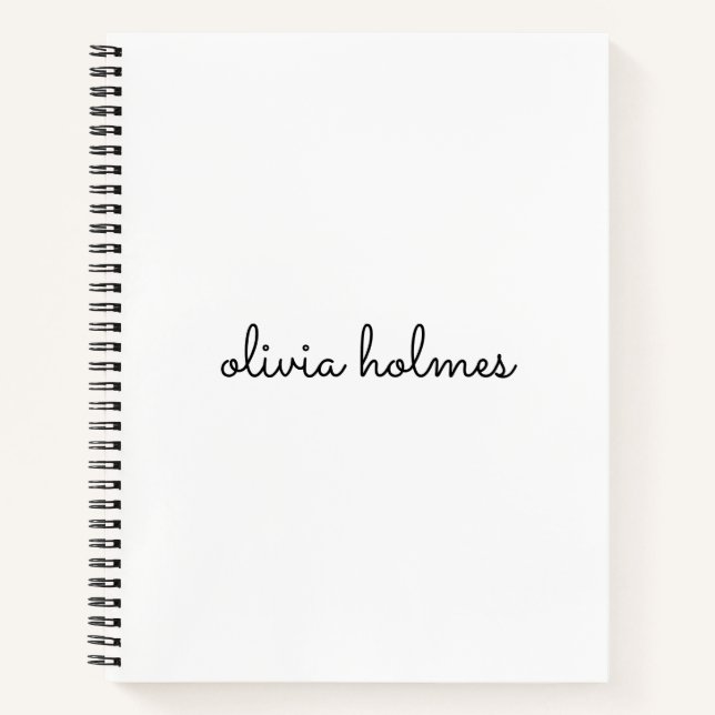 Stylish Monogram | Modern Minimalist White Script Notebook (Front)
