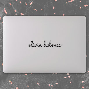 Stylish Monogram   Modern Script Laptop Sticker