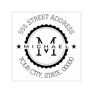 Stylish Monogram Modern Script Return Address #3 Self-inking Stamp