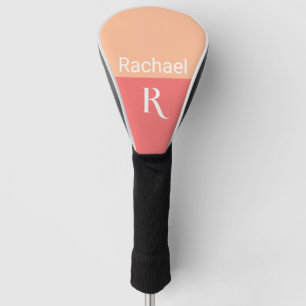 Stylish Monogram Name Peach Golf Head Cover