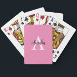 Stylish Monogram Pink Playing Cards<br><div class="desc">Stylish Monogram Pink Playing Cards featuring an elegant arrangement of name and monogram initial on a pretty pink background. The design is easy to personalise by typing the name and initial of your choice into the online personalisation template before ordering cards.</div>