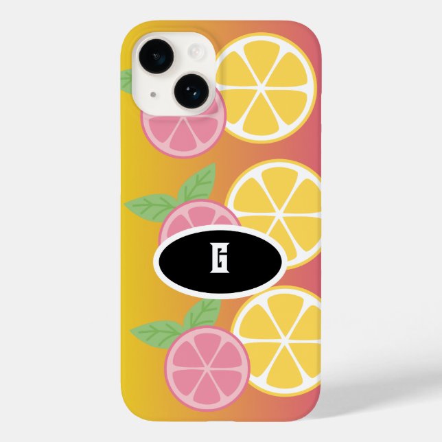 Stylish Monogram Pink & Yellow Case-Mate iPhone Case (Back)