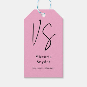 Stylish Monogram Professional Light Pink Gift Tags