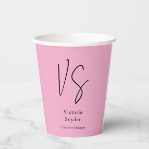 Stylish Monogram Professional Light Pink Paper Cups