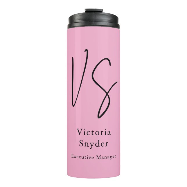 Stylish Monogram Professional Light Pink Thermal Tumbler (Front)