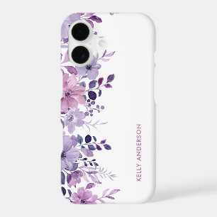 Stylish Monogram Purple Watercolor floral
