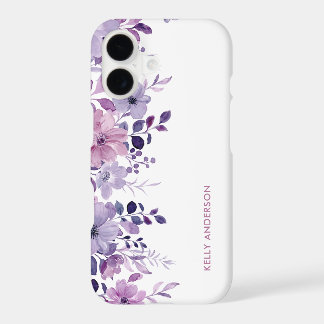 Stylish Monogram Purple Watercolor floral