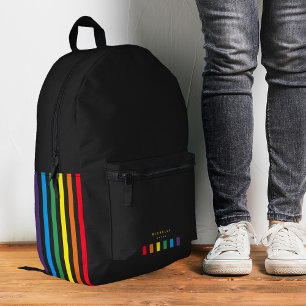 Stylish Monogram Rainbow Pride Stripes  Printed Backpack