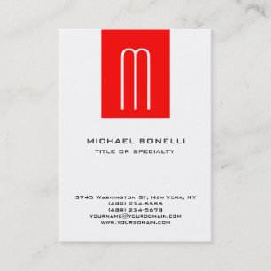 Stylish Monogram Red White Chubby Business Card