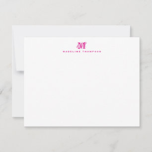 Stylish Monogram Simple Magenta Note Card