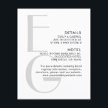 Stylish Monogram. Simple modern wedding details<br><div class="desc">Stylish simple grey Monogram. Modern elegant wedding details Enclosure Card.</div>