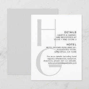 Stylish Monogram. Simple modern wedding details En Enclosure Card