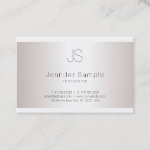 Stylish Monogram Sleek Design Salon Silver Modern Business Card