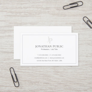 Stylish Monogram Sleek Plain Modern Classy Business Card