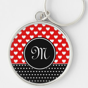 Stylish Monogram, Striking Red And Black Key Ring