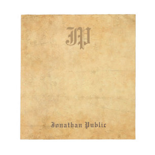 Stylish Monogram Template Vintage Old Paper Look Notepad