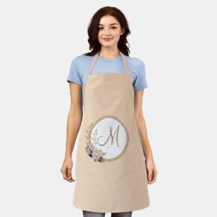 Stylish Monogram Watercolor Floral Personalised Apron