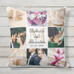 Stylish Monogram Wedding Modern Keepsake Photos Cushion<br><div class="desc">Girly-Girl-Graphics at Zazzle: Customisable Modern, Trendy, and Unique Elegant Wedding Monogrammed Photo Collage Template on a Simple, yet Beautifully Chic Cool Oudoor Fabric Throw Pillow 20 inches to Personalise with Your Names and Monogram Initial and Font Colour Choices for this Do-It-Yourself, Create-Your-Own Bride and Groom Stylish Keepsake of That Most...</div>