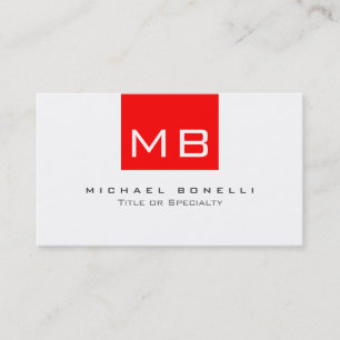 Stylish Monogram White Red Trendy Business Card